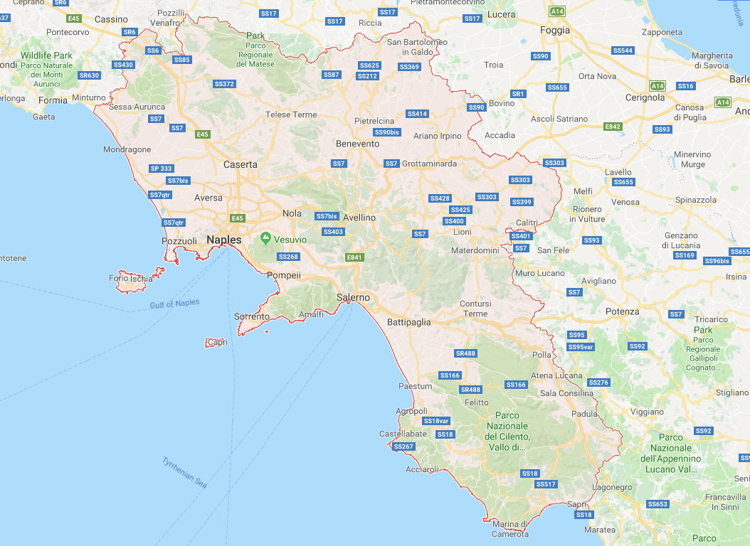 Stays Campania Italybeyond   Campania Map 